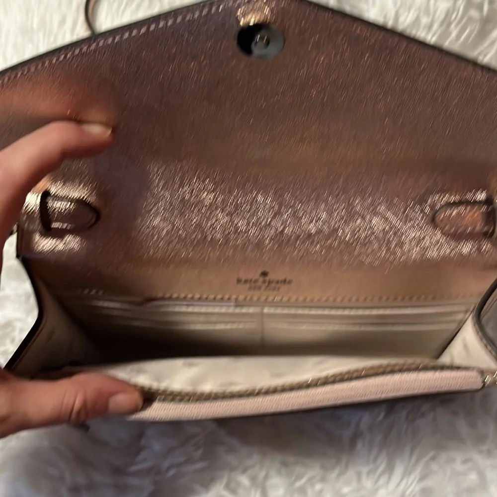 Kate Spade ♠️ Flap Crossbody Rose Gold Glitter Tinsel